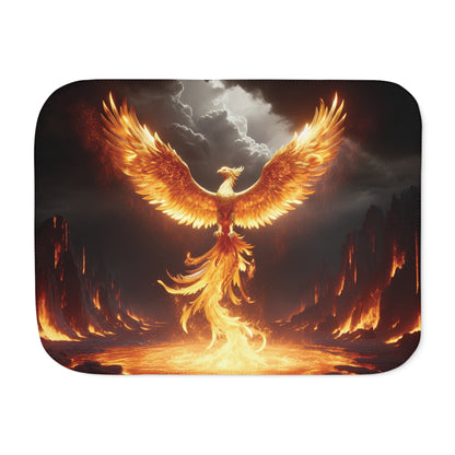 Phoenix Flame Sherpa Blanket — Fiery Mythical Bird Throw for Cozy Home & Gift