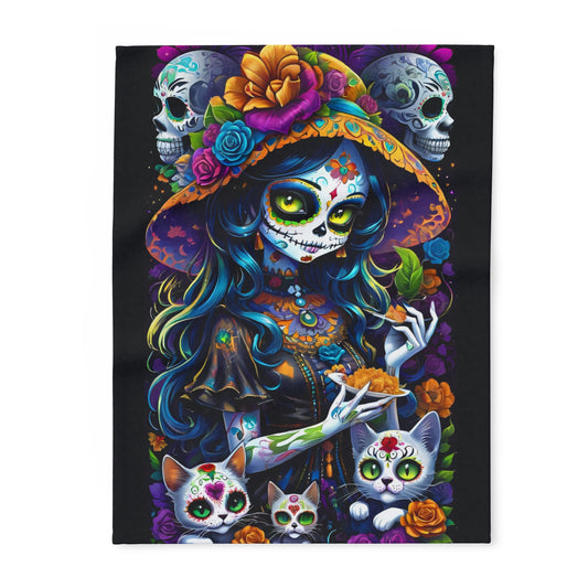 Day of the Dead Sugar Skull Girl Arctic Blanket - House of O & A