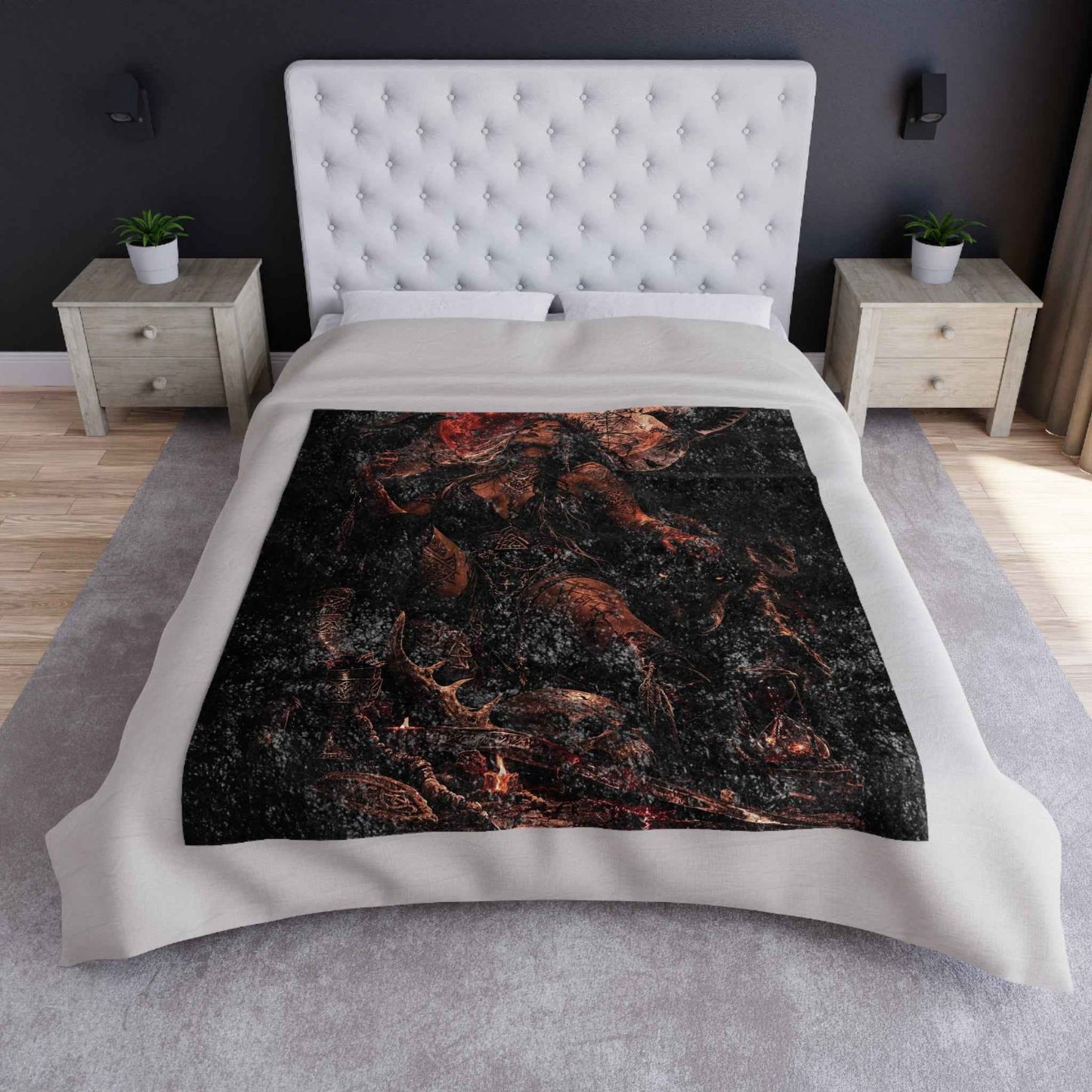 Crushed Velvet Blanket — Dark Gothic Goddess Throw Blanket