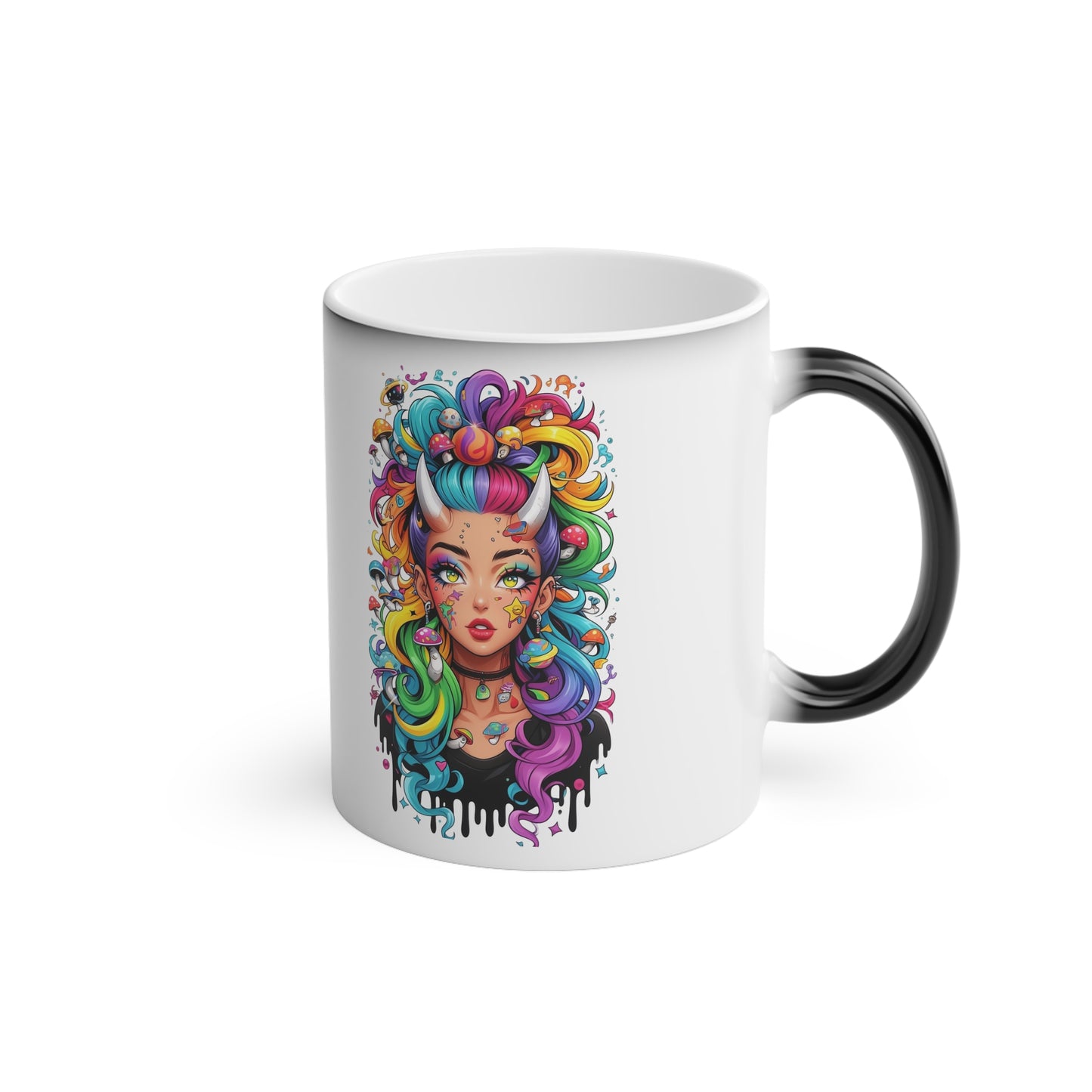 Colorful Unicorn Woman Magic Mug — Heat-Change Coffee Cup