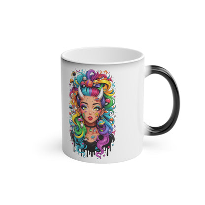 Colorful Unicorn Woman Magic Mug — Heat-Change Coffee Cup
