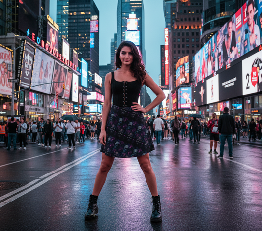 Purple Skull Flare Skirt