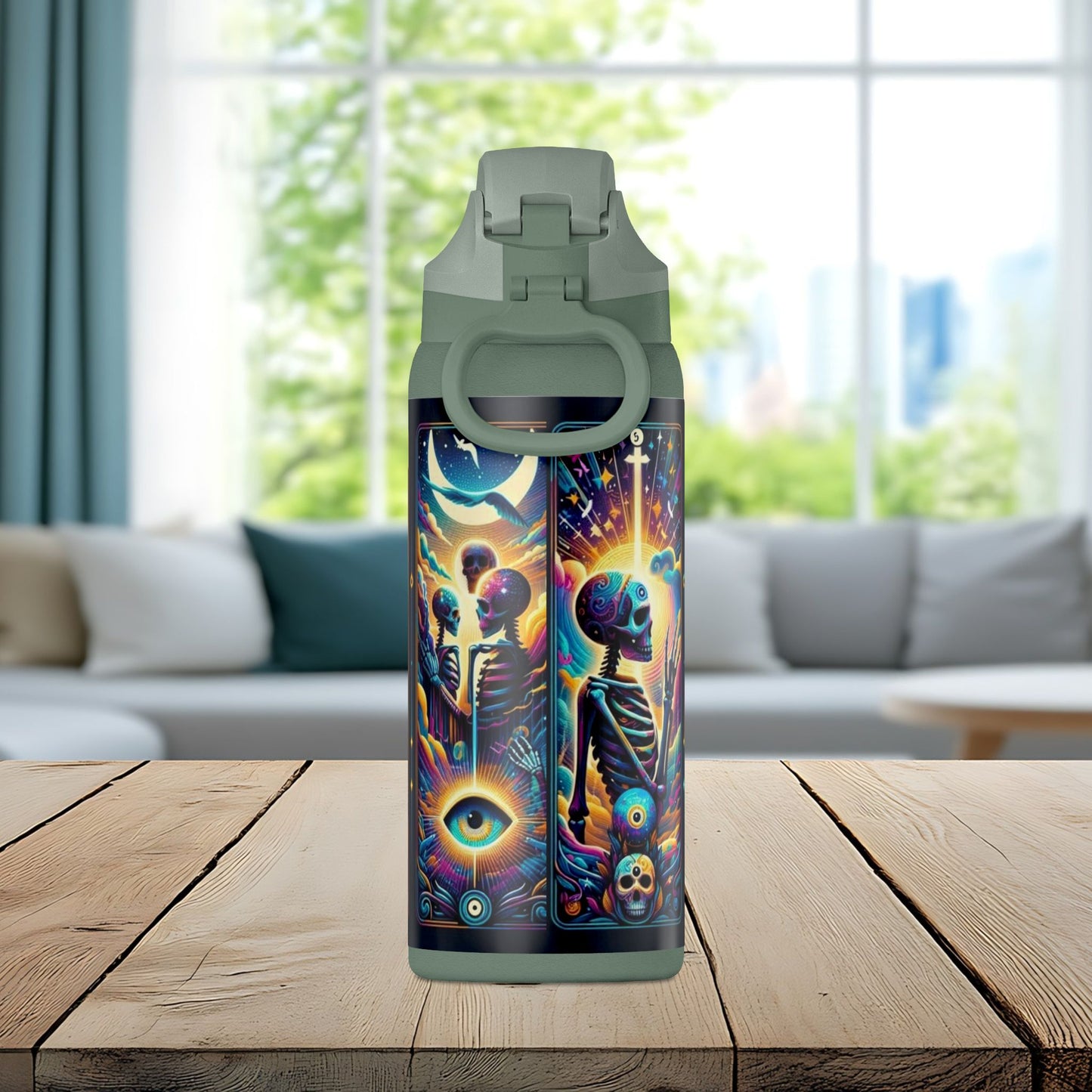 The Evil Eye Tarot Tumbler – Mystical Skeleton 32oz Insulated Water Bottle