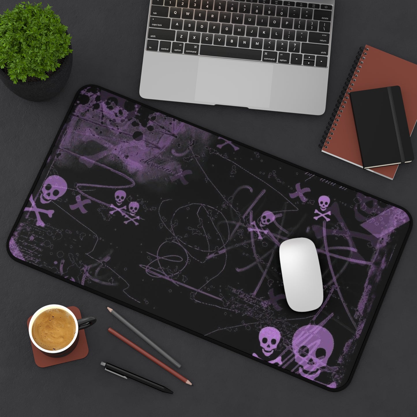 Midnight Rebellion Desk Mat – Gothic Purple Skull Edition