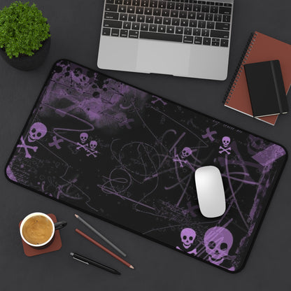 Midnight Rebellion Desk Mat – Gothic Purple Skull Edition