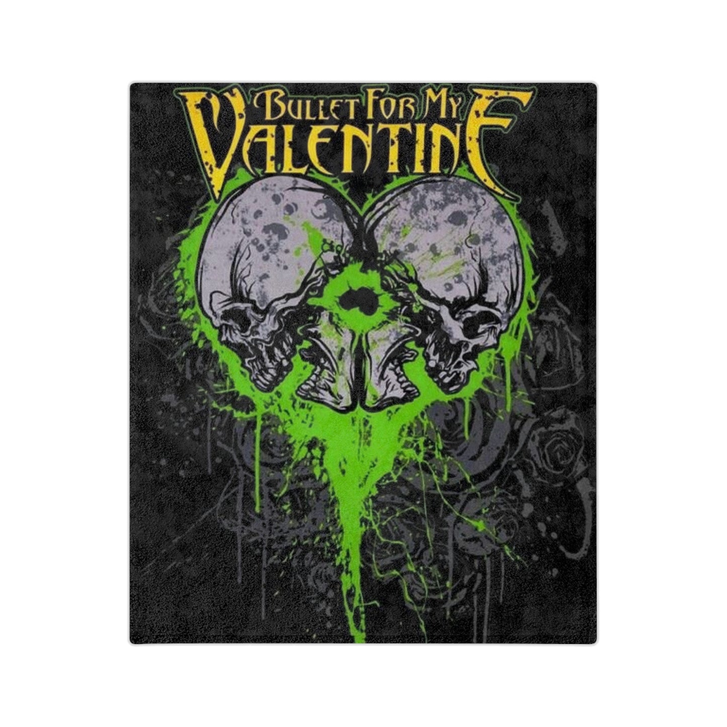 Bullet For My Valentine Skull Blanket — Green Gothic Band Microfiber Throw
