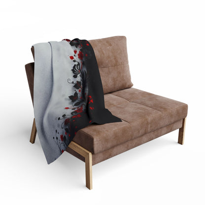 Arctic Fleece Blanket - Gothic Red Rose Floral Throw