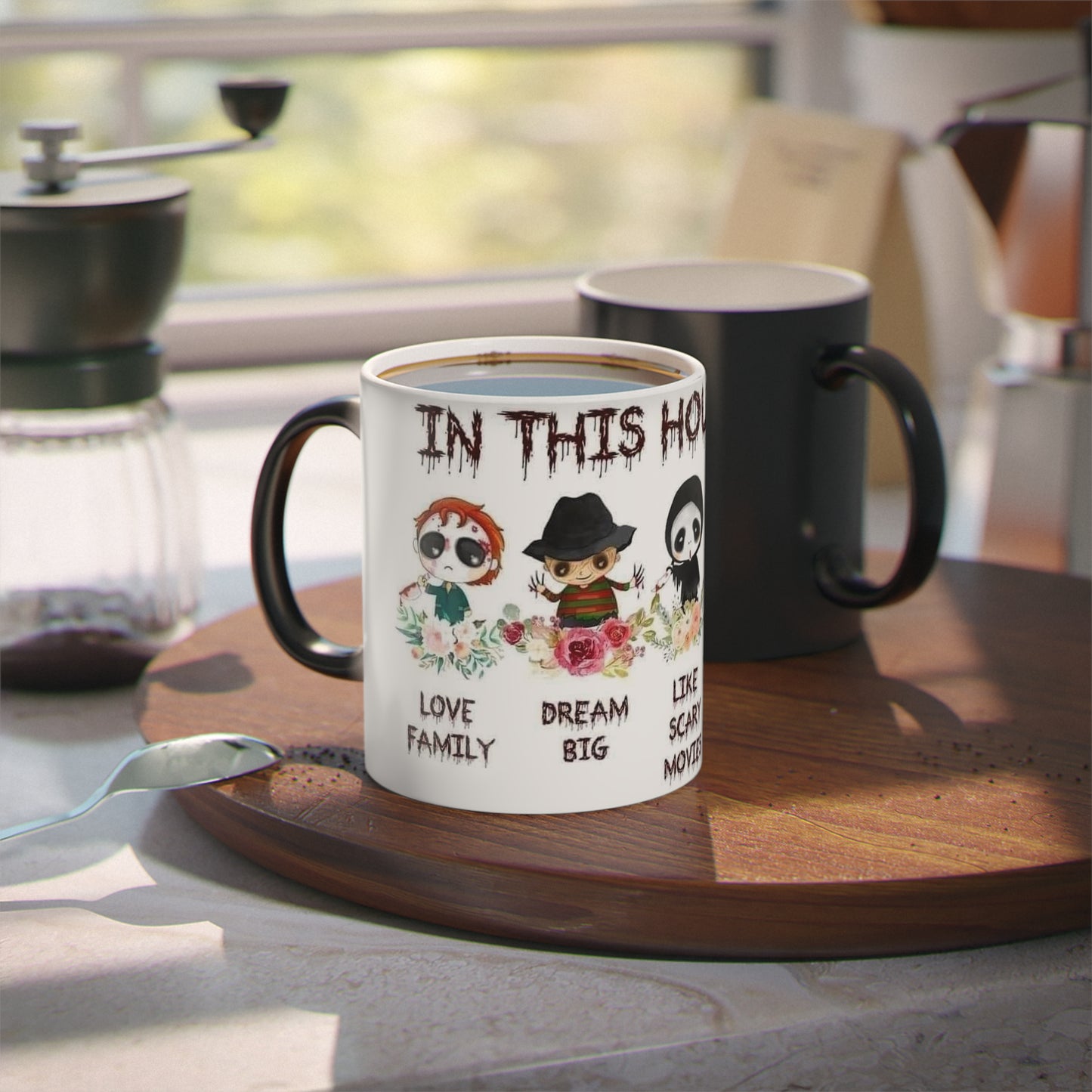 Magic Mug — 'This House Wears Black' Cute Horror Characters Coffee Mug