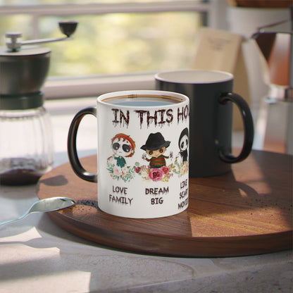 Magic Mug — 'This House Wears Black' Cute Horror Characters Coffee Mug