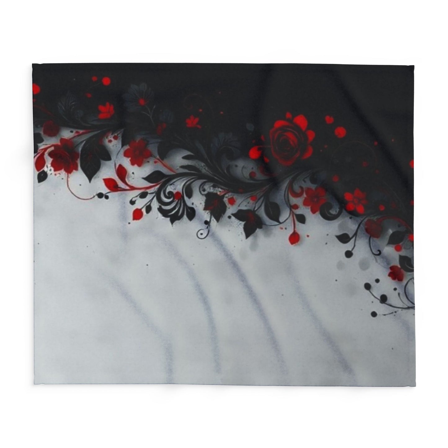 Arctic Fleece Blanket - Gothic Red Rose Floral Throw