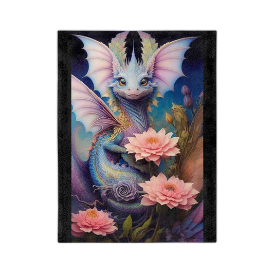 Flower Dragon - Velveteen Minky Blanket