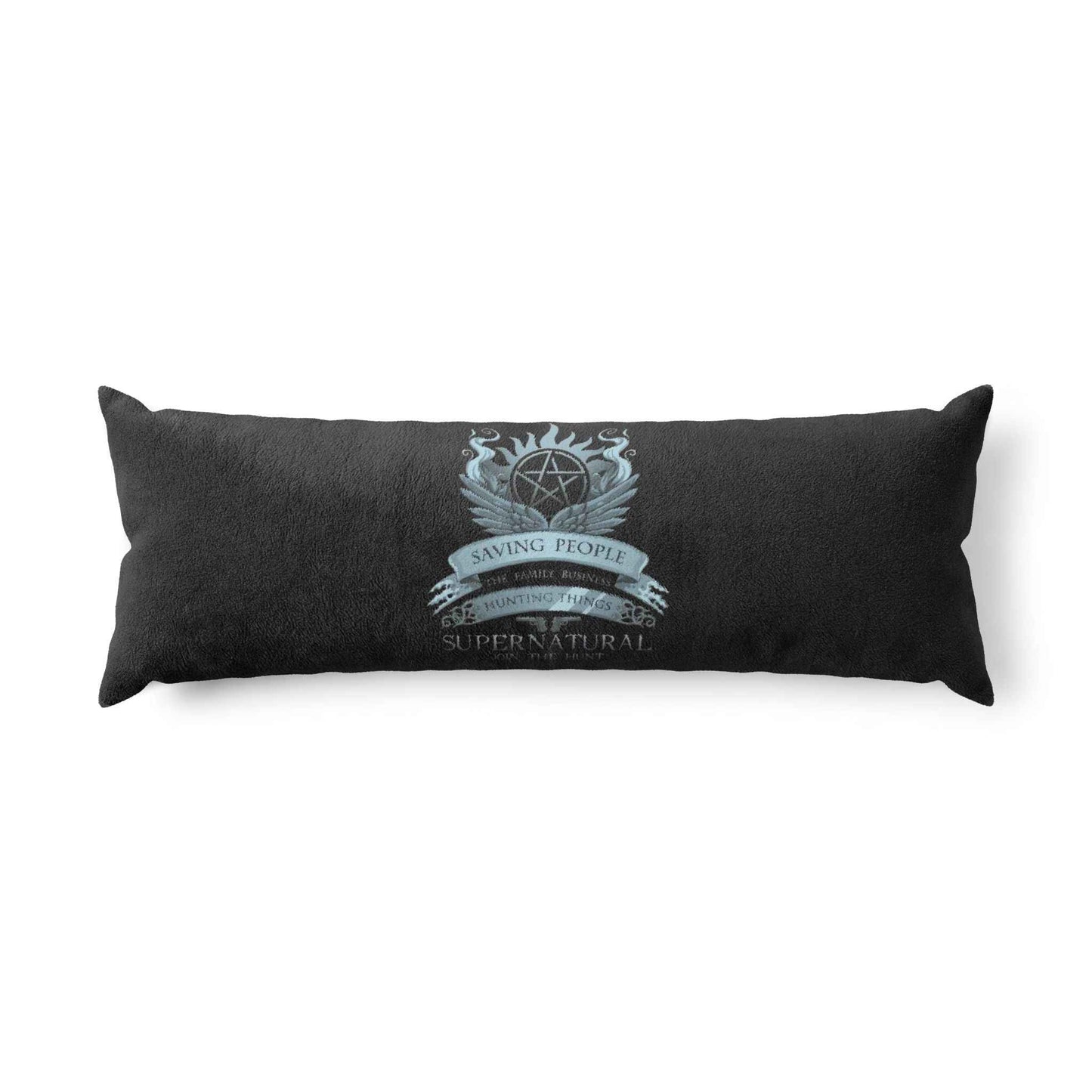 Supernatural Emblem Body Pillow — 'Saving People, Hunting Things' Long Bolster