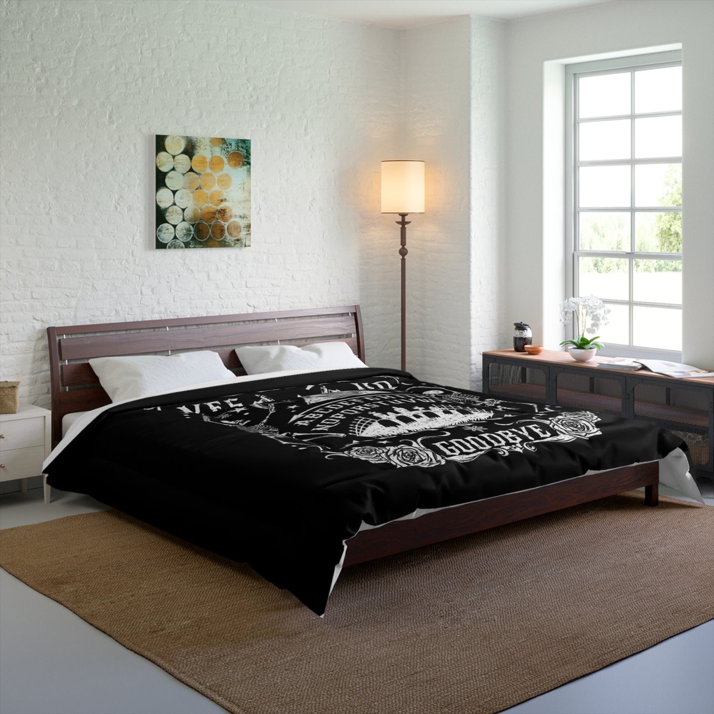 Ouija Board Comforter — Gothic Occult Bedding with 'Yes/No' Spirit Design
