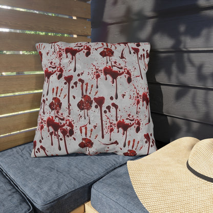 Bloody Handprint Outdoor Pillow — Halloween Horror Decorative Cushion