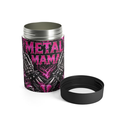 Can Holder - 'Metal Mama' Gothic Rock Can Cooler with Skull & Roses Design